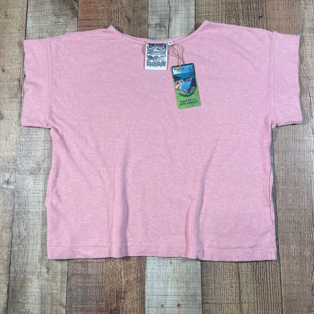 Jungmaven Taos Top Small Pink Hemp Organic Cotton Boxy Pocket Tee NWT USA Made